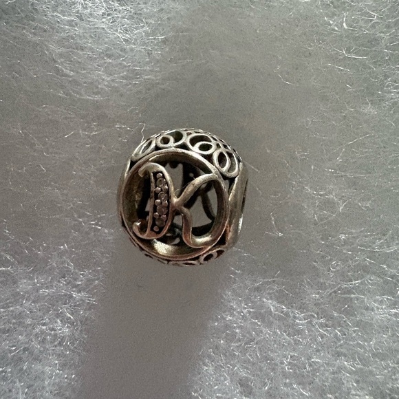 Pandora Monogram K Silver Charm Bead - Picture 1 of 2